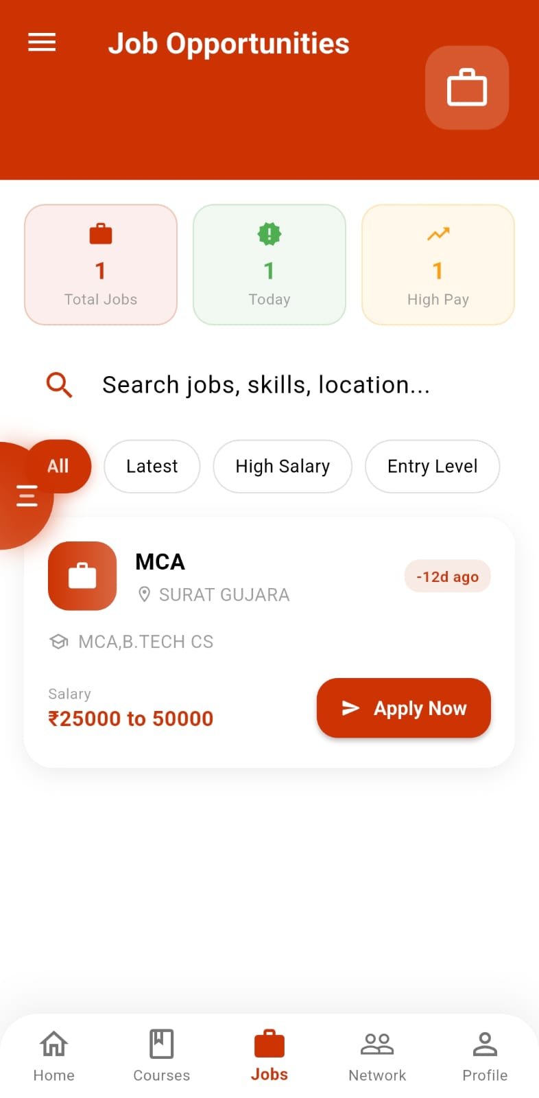 Jobs Screen